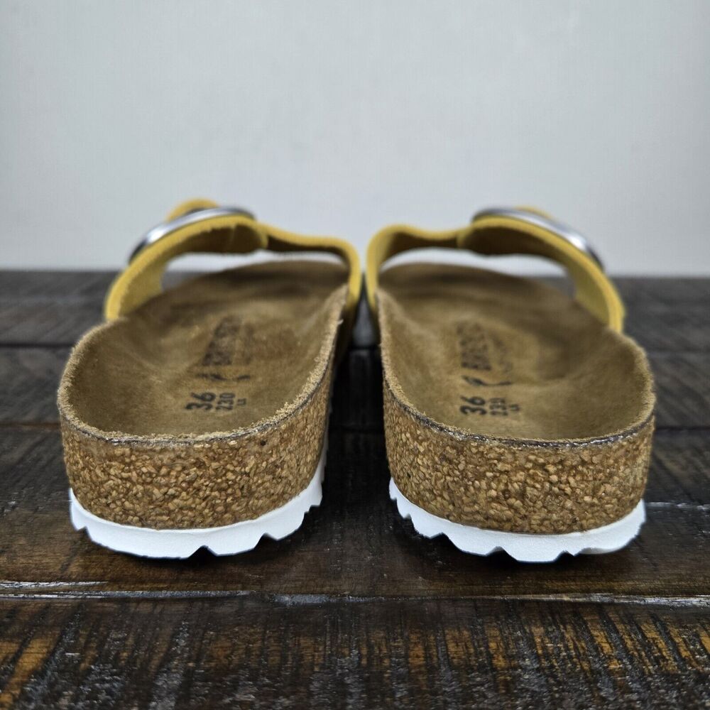 Birkenstock Madrid Big Buckle Womens Size 5 EU 36 Narrow Sandals Yellow Brown - Picture 4 of 11